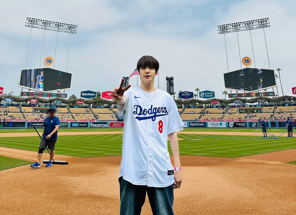 Ateez's Yunho Throws First Pitch at MLB Game Dodgers vs. Mets