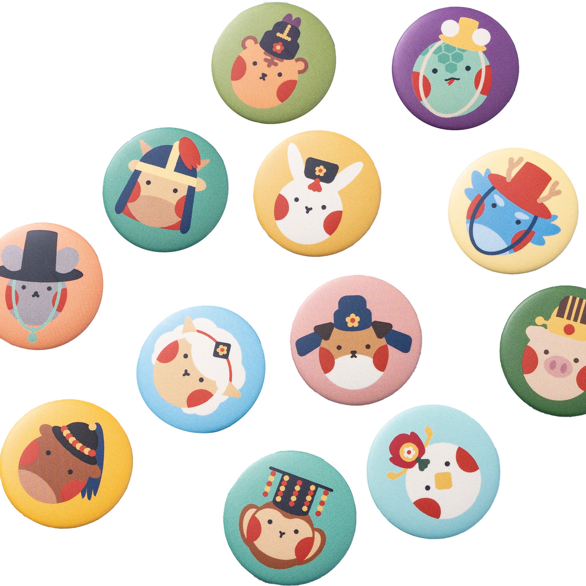 Zodiac Animal Character Button Pin