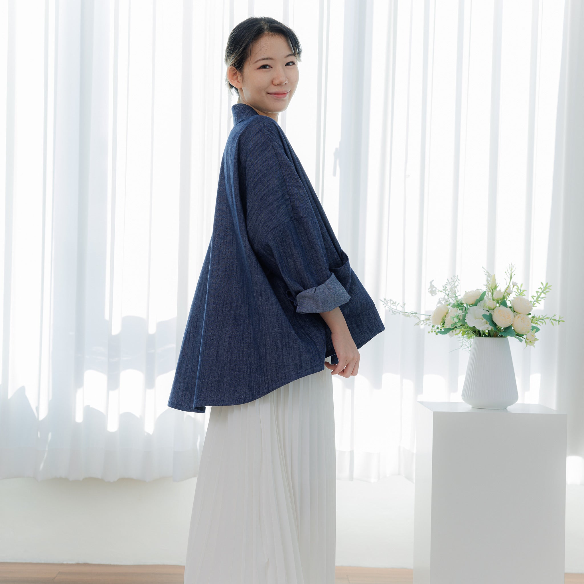 Everyday Hanbok Loose-Fit Denim Bangryeong Jacket