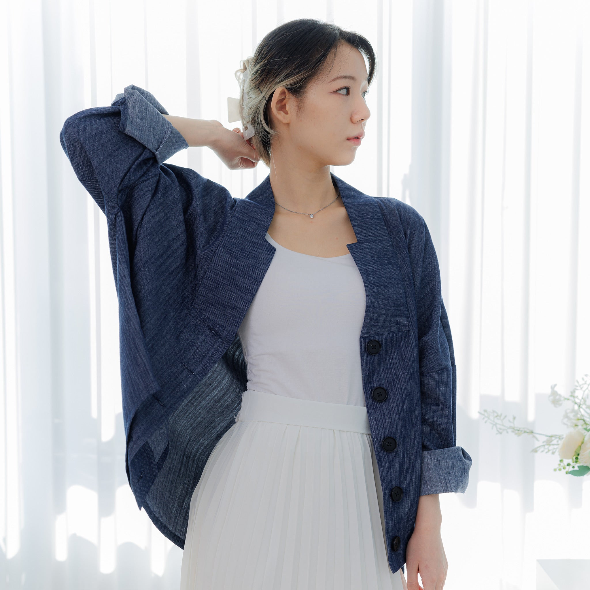 Everyday Hanbok Loose-Fit Denim Bangryeong Jacket