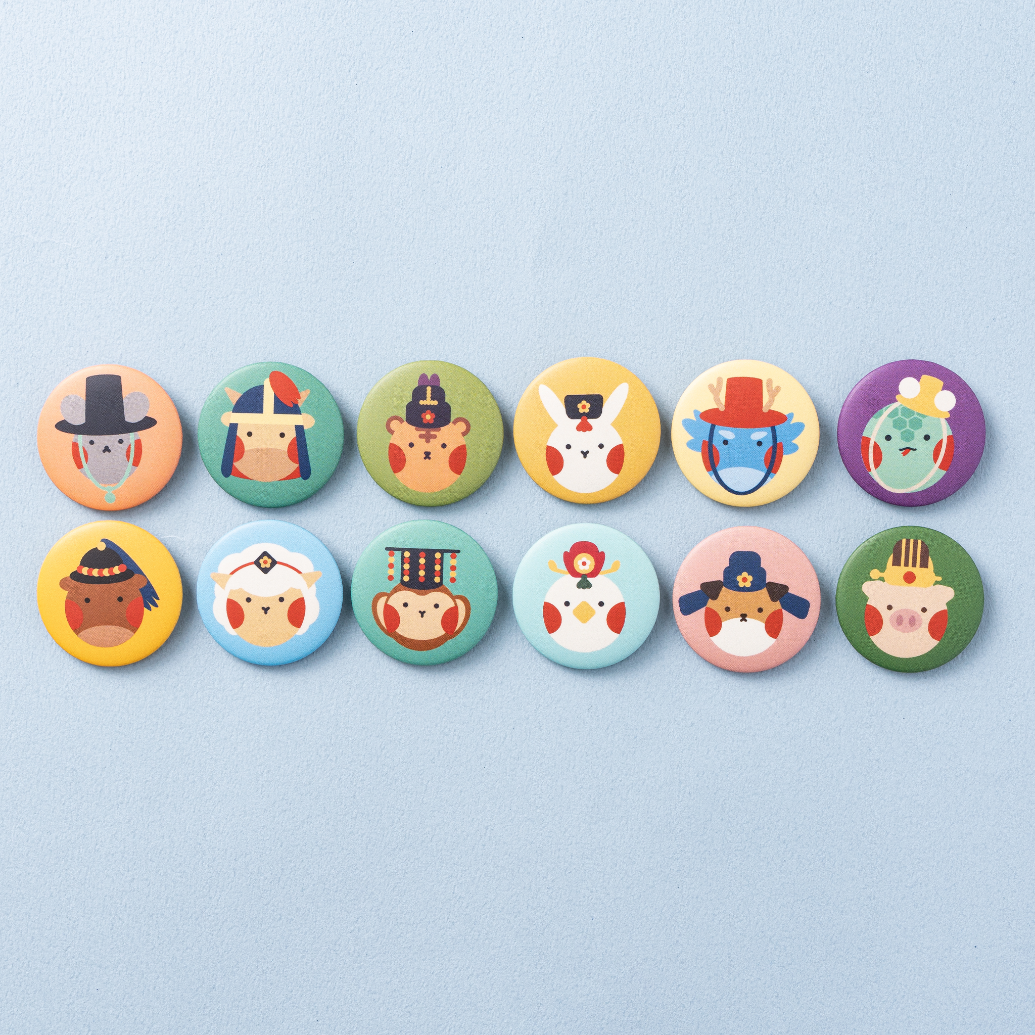 Zodiac Animal Character Button Pin