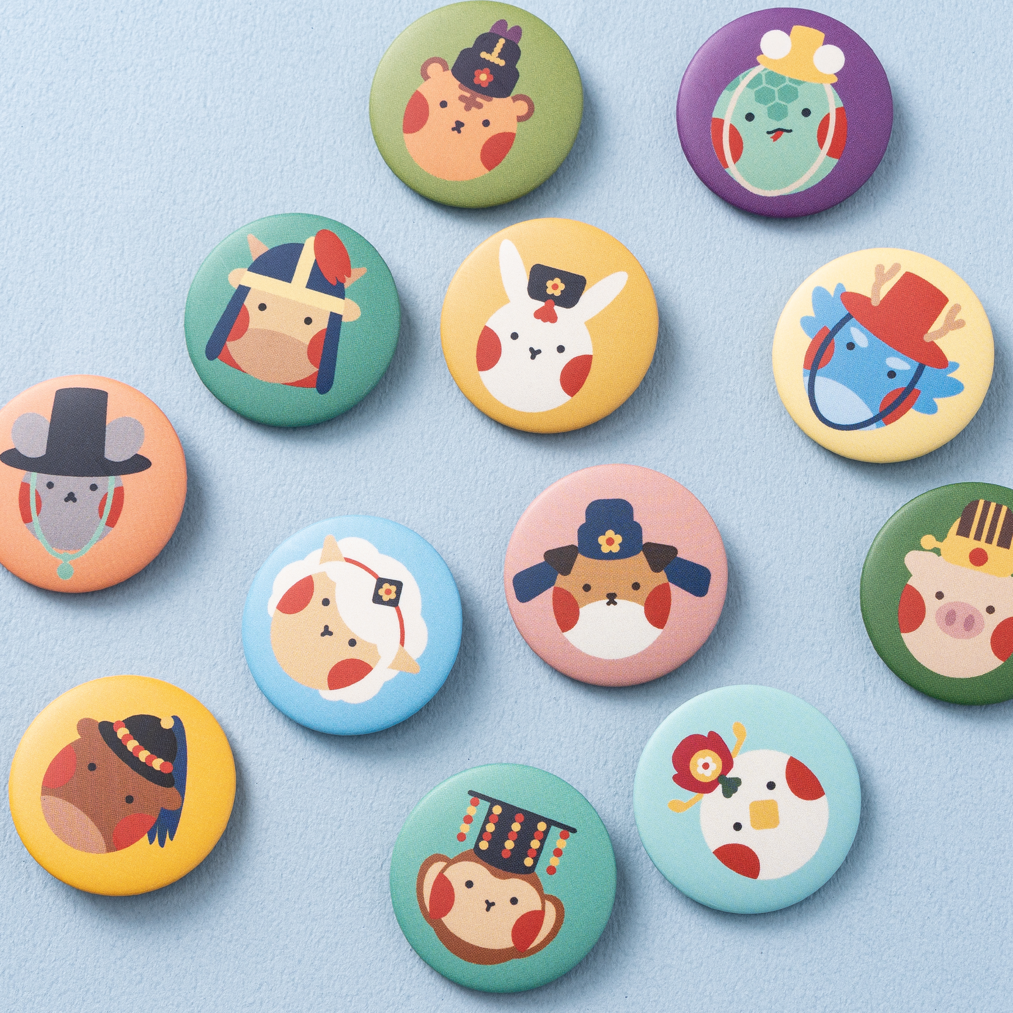 Zodiac Animal Character Button Pin