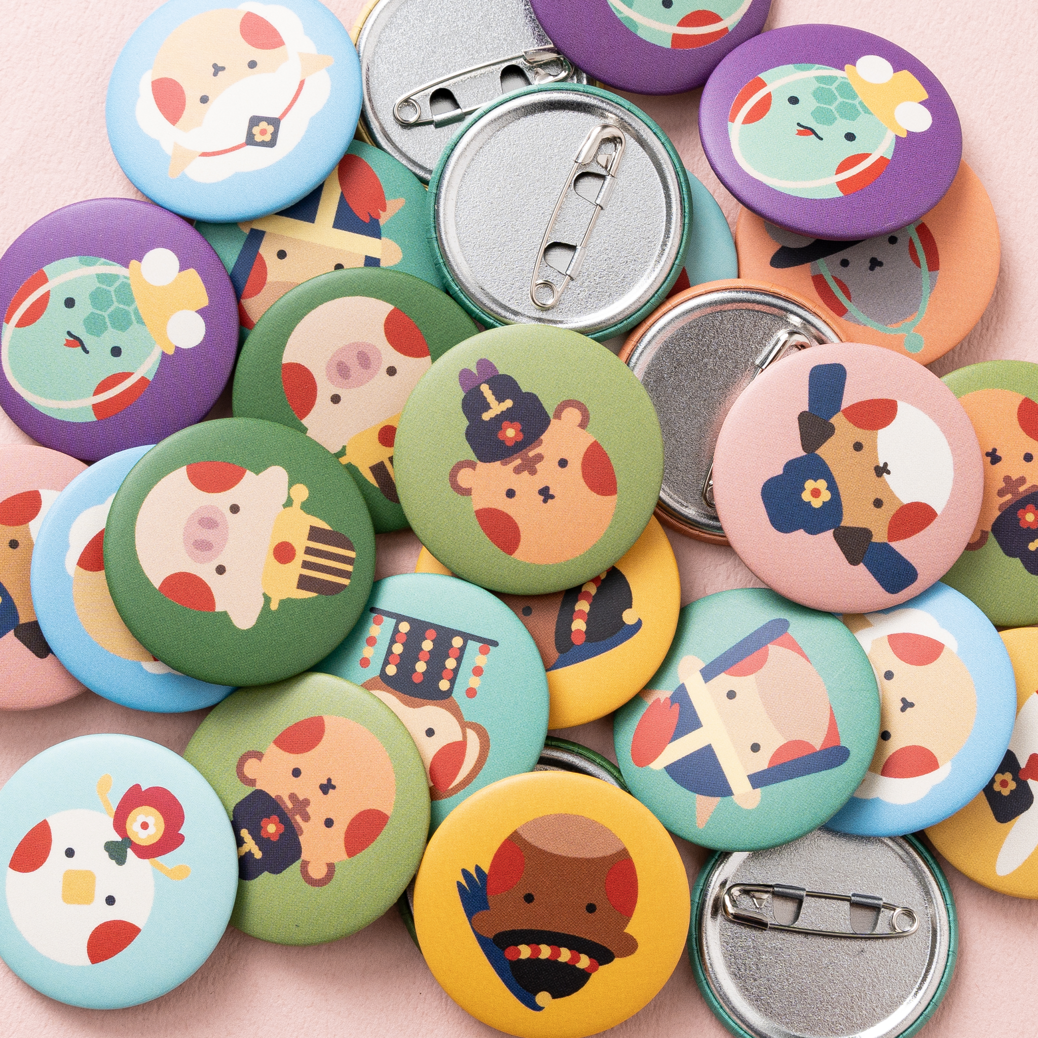 Zodiac Animal Character Button Pin