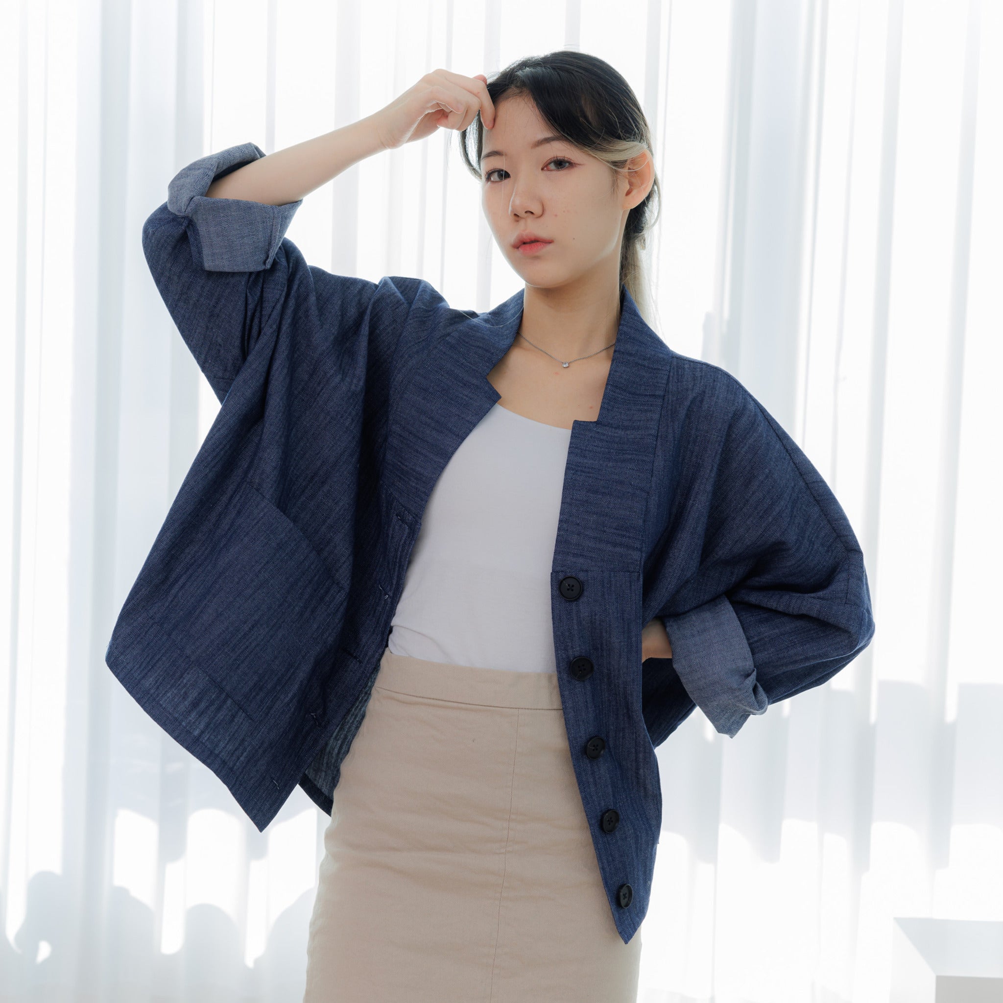 Everyday Hanbok Loose-Fit Denim Bangryeong Jacket